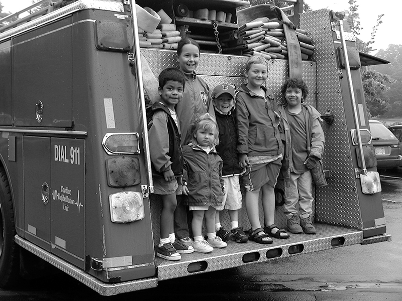 Kids on back of truck