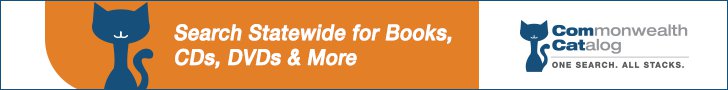 Commonwealth Catalog logo: Search Statewide for Books, CDs, DVDs, & More