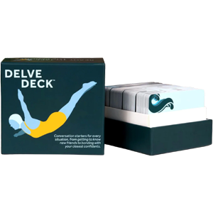 Open box of cards with a diving swimmer on the cover.