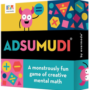 Game box with colorful monsters, shapes, and lettering