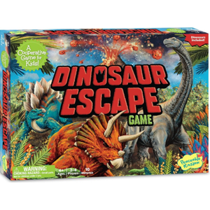 Box cover with a stampede of drawn dinosaurs