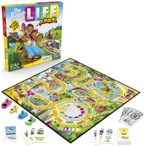 Game box, game board, pieces, and cards