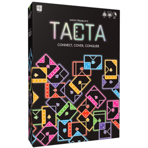 Black game box with multicolor neon geometric designs