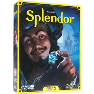 Game box with face of a pirate holding a gem in fingers.