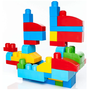 Stacked multi-color Mega Bloks