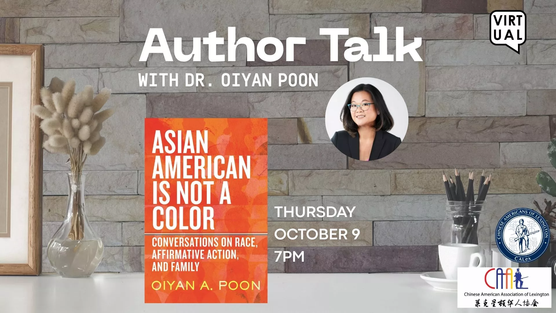 Thu Oct 9 at 7 PM - [VIRTUAL] Author Talk: With Dr. OiYan Poon.