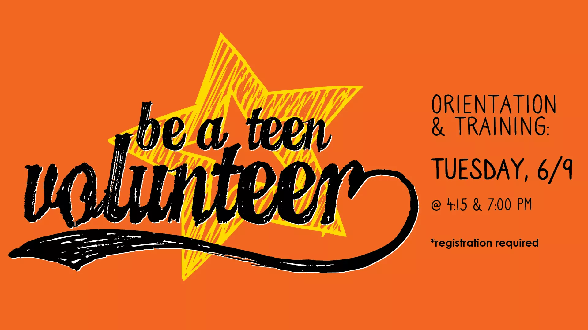 Tue Jun 9 at 4:15 &amp; 7 PM - Be a Teen Volunteer. Orientation and Training. Registration Required.